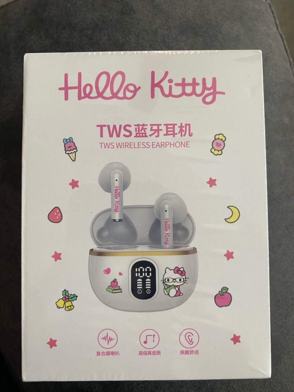 Hello Kitty White and Pink Wireless Earbuds with Decorative Charging Case